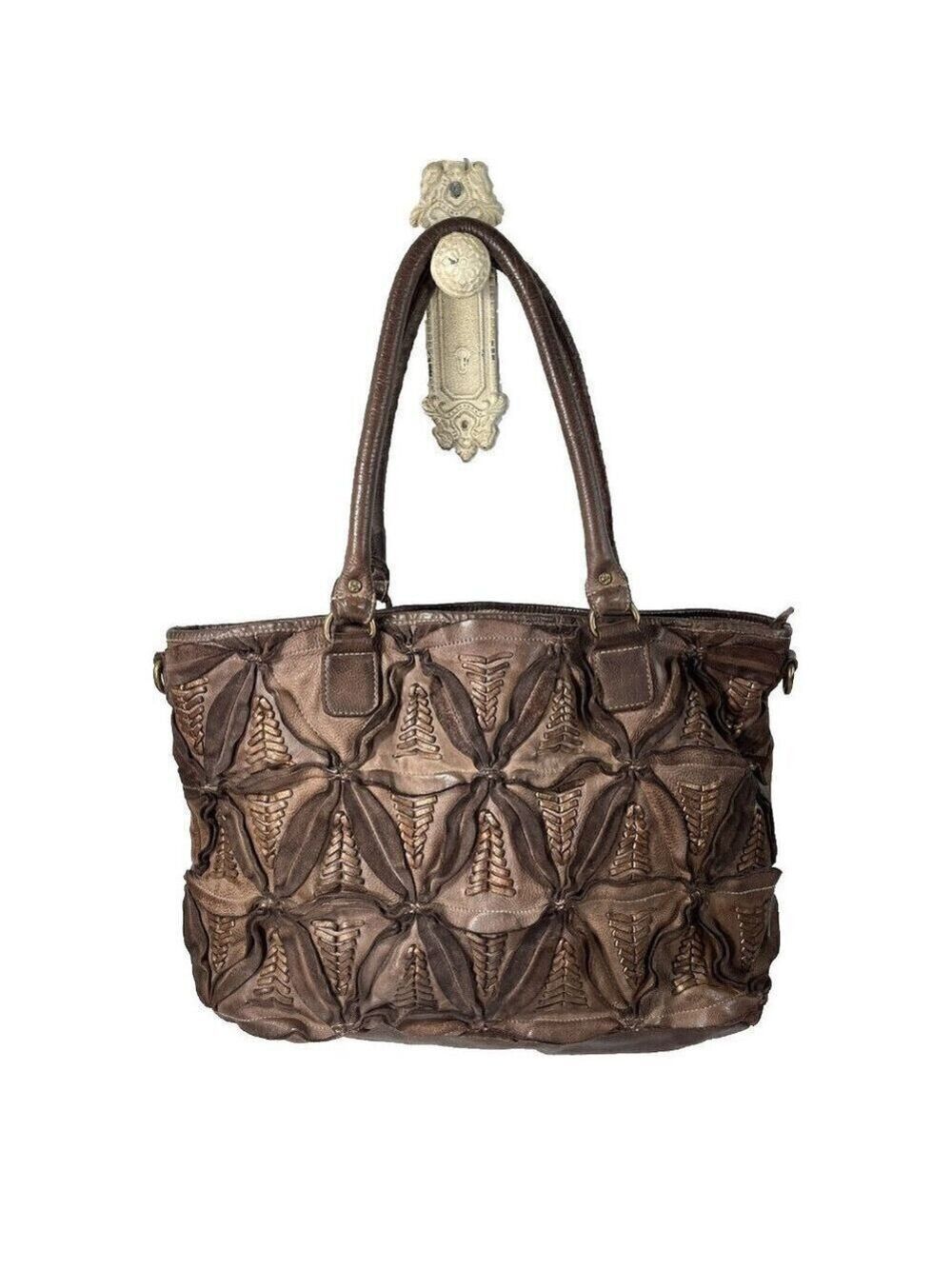 Amsterdam Heritage leather with floral  whipstitch detailing  purse